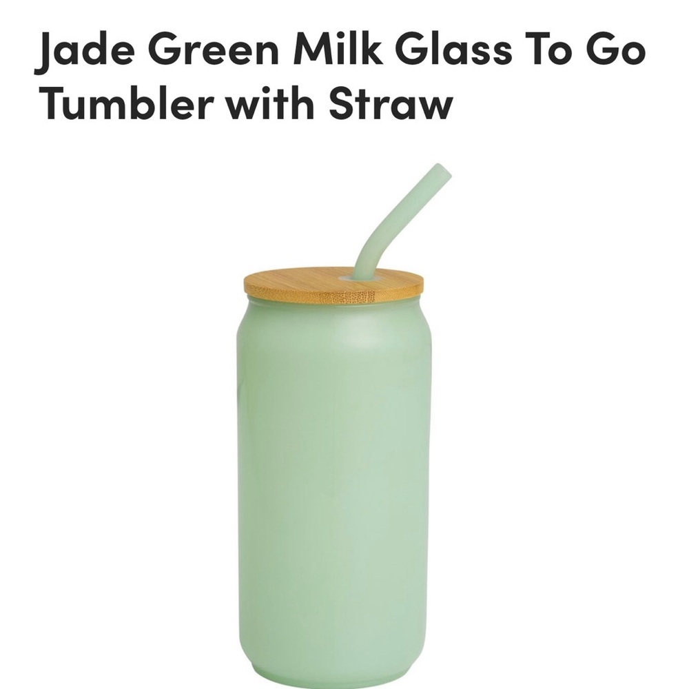 Jade Green Tumbler with Straw
